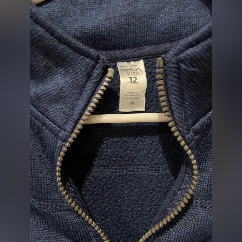 Carter's Dark Blue Zip-Up Vest Full Zip Fleece Youth Boys Size 12 - Picture 2 of 3
